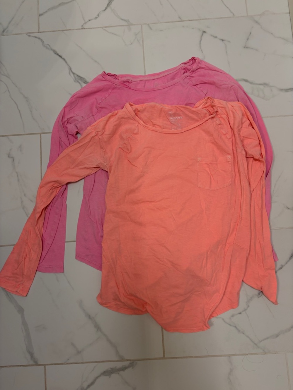 GAP Long-Sleeve Crewneck Tops - Pink & Coral